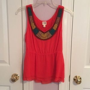 women’s small orange beaded tank top